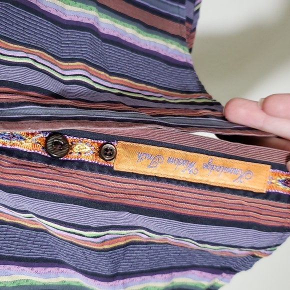 Robert Graham multicolor stripe button down shirt, collared, men's size 2XL - Picture 7 of 12